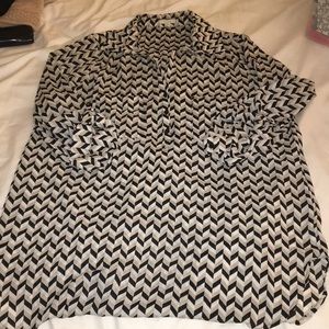 Pleione Blouse - black/white/tan 3/4 sleeve